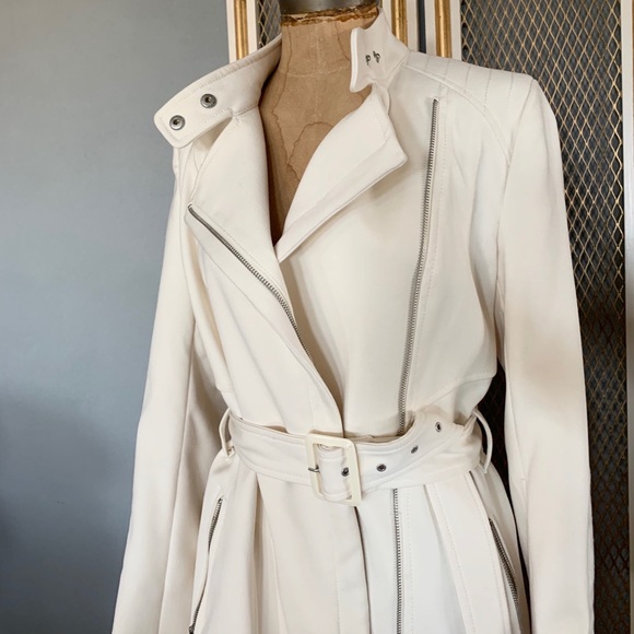 Kenneth Cole Asymmetrical Belted Trench Coat Opal - Picture 2 of 8